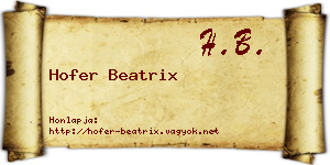Hofer Beatrix névjegykártya